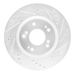 Mitsubishi Eclipse Brake Rotor (1) - Front Right - R1 Concepts - Drilled & Slotted - Silver - `04-`12